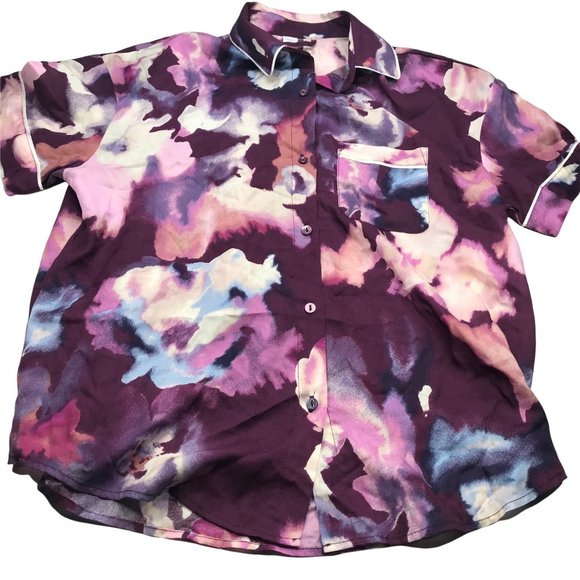 Stars Above Women's Button Sleep Shirt XS Purple New - Picture 1 of 14